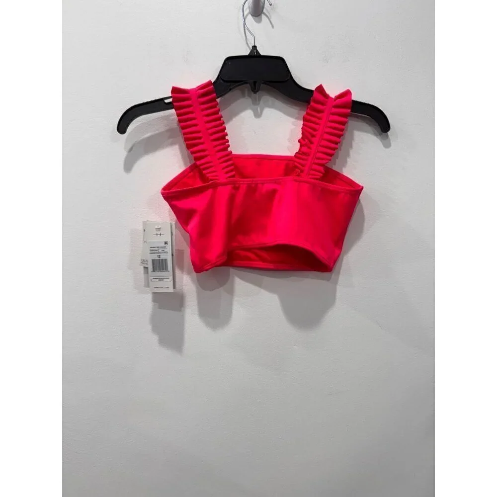 New Habitual Girls Size 12 UV 50+ Ruched Strap Swim Top Pink *Top Only*